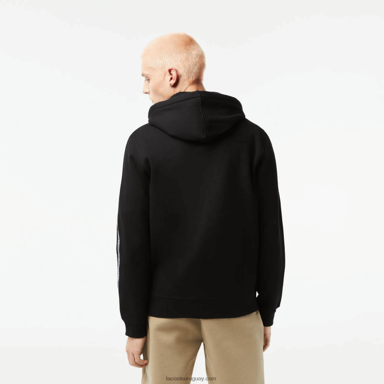 Lacoste hombres sudadera con cremallera y corte clásico con rayas de la marca VVL0A13 negro 031