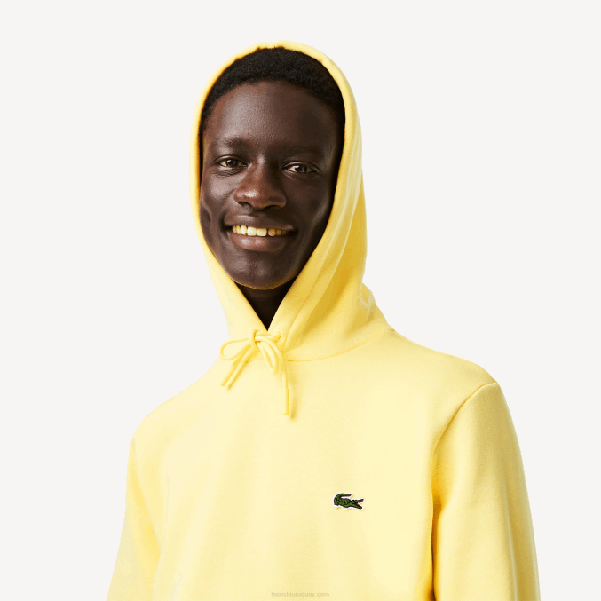 amarillo 107 VVL0A310 hombres Lacoste sudadera con capucha de algodón orgánico