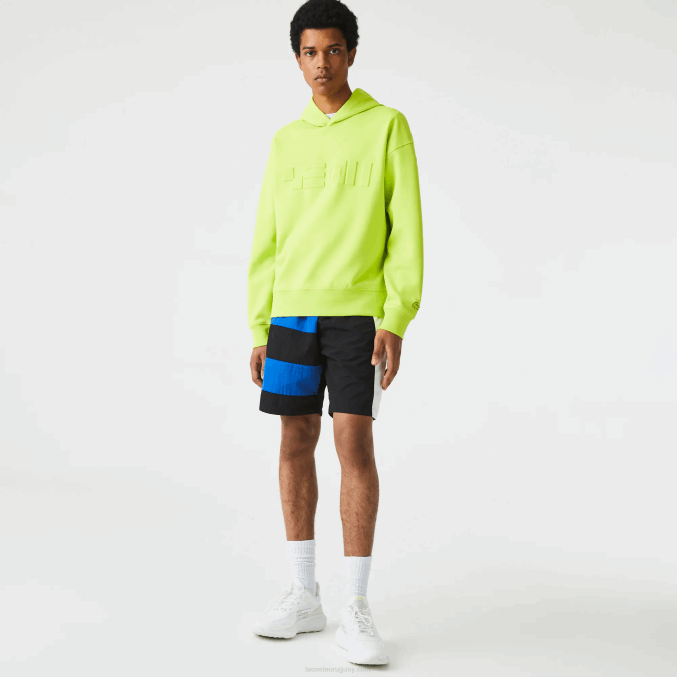 amarillo 90v VVL0A1054 hombres Lacoste sudadera holgada con capucha
