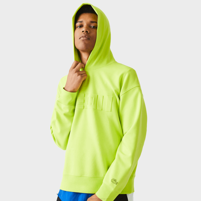 amarillo 90v VVL0A1054 hombres Lacoste sudadera holgada con capucha