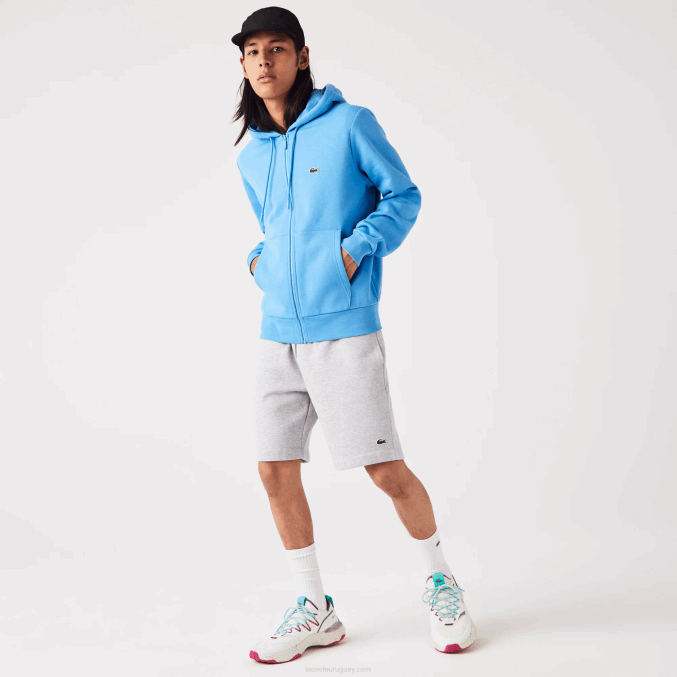 azul 4xa VVL0A1047 hombres Lacoste sudadera con cremallera y bolsillo canguro