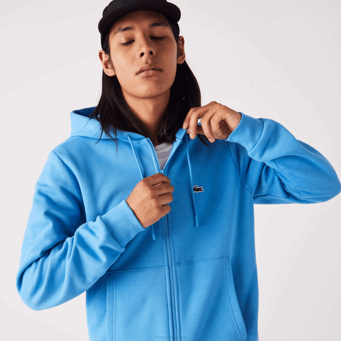 azul 4xa VVL0A1047 hombres Lacoste sudadera con cremallera y bolsillo canguro