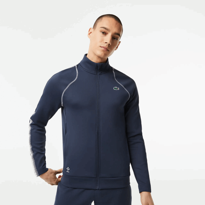 azul blanco c9c VVL0A312 hombres Lacoste tenis x daniil medvedev sudadera con cremallera
