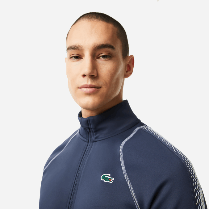 azul blanco c9c VVL0A312 hombres Lacoste tenis x daniil medvedev sudadera con cremallera