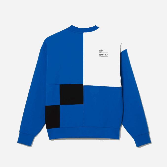 azul blanco nne VVL0A956 hombres Lacoste sudadera holgada con efecto patchwork
