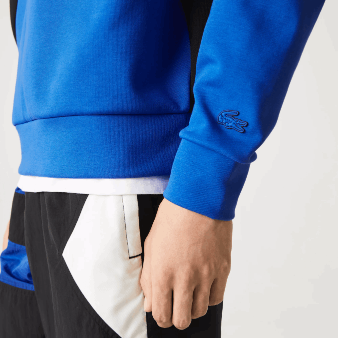 azul blanco nne VVL0A956 hombres Lacoste sudadera holgada con efecto patchwork