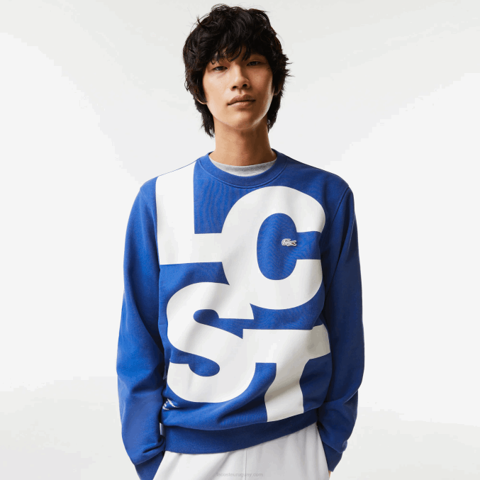 azul k1q VVL0A1042 hombres Lacoste sudadera de corte clásico con letras en contraste