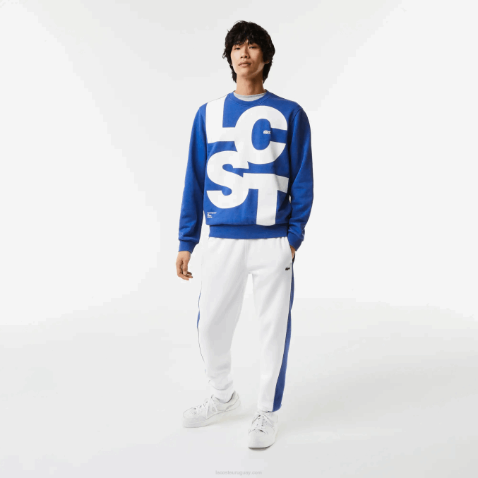 azul k1q VVL0A1042 hombres Lacoste sudadera de corte clásico con letras en contraste