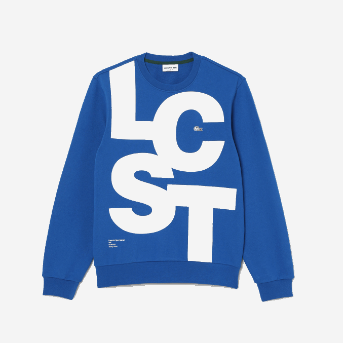 azul k1q VVL0A1042 hombres Lacoste sudadera de corte clásico con letras en contraste