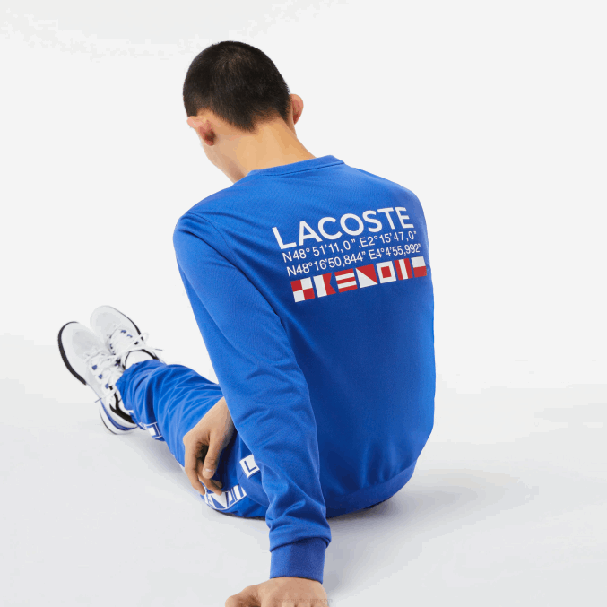 azul k1q VVL0A1057 hombres Lacoste sudadera de tenis con estampado deportivo