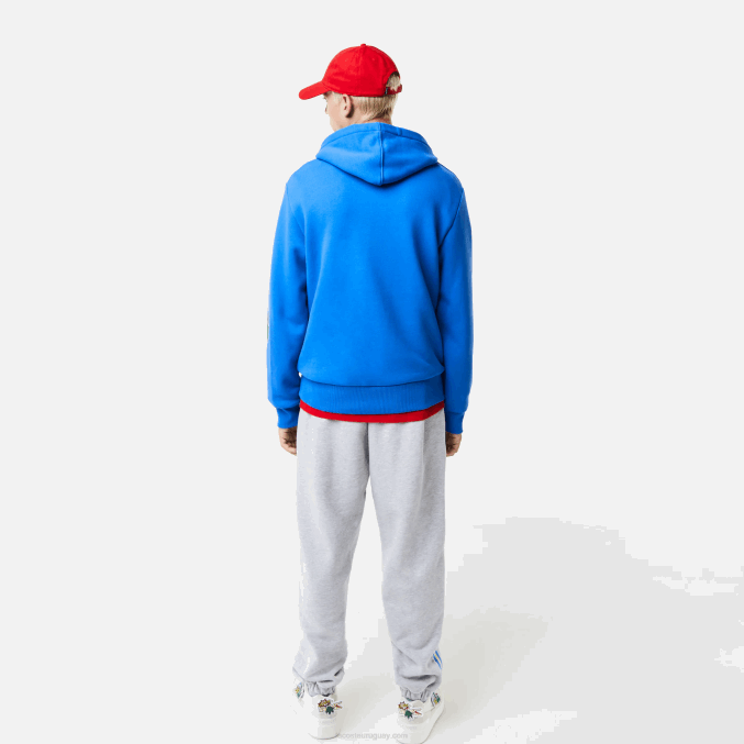 azul k1q VVL0A1134 hombres Lacoste sudadera con capucha y estampado de cómic