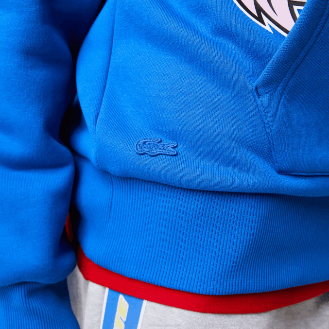 azul k1q VVL0A1134 hombres Lacoste sudadera con capucha y estampado de cómic