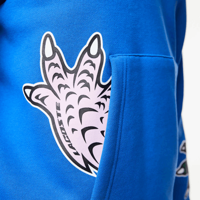 azul k1q VVL0A1134 hombres Lacoste sudadera con capucha y estampado de cómic