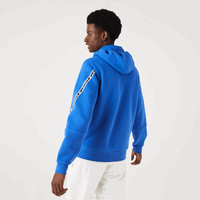 azul k1q VVL0A1241 hombres Lacoste sudadera con capucha y bandas estampadas