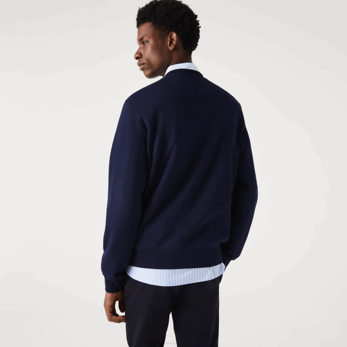 azul marino 166 VVL0A1029 hombres Lacoste sudadera con estampado de cocodrilo y cuello redondo