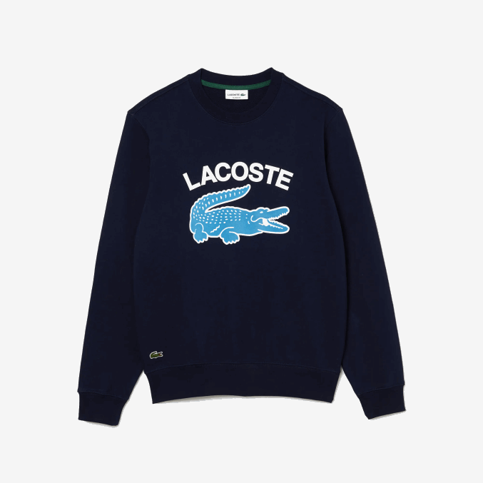 azul marino 166 VVL0A1029 hombres Lacoste sudadera con estampado de cocodrilo y cuello redondo