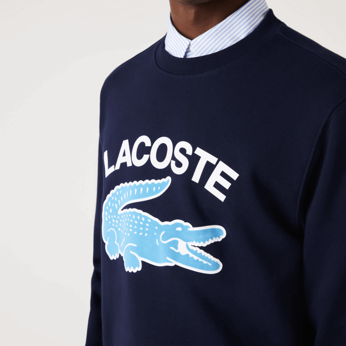 azul marino 166 VVL0A1029 hombres Lacoste sudadera con estampado de cocodrilo y cuello redondo