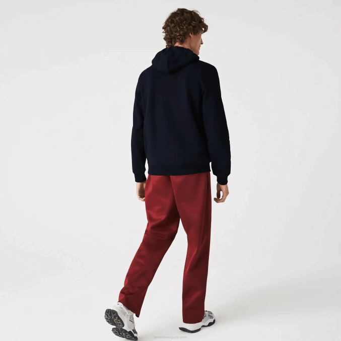 azul marino 166 VVL0A1100 hombres Lacoste banderines l sudadera polar de algodón con capucha