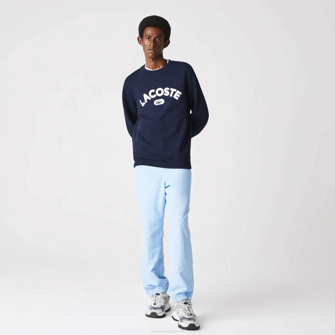 azul marino 166 VVL0A1160 hombres Lacoste sudadera con cuello redondo y logo