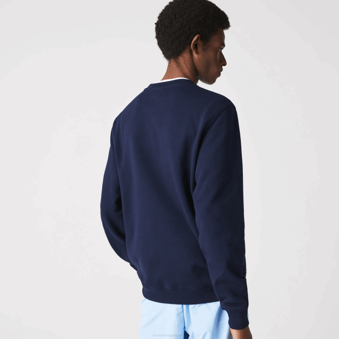 azul marino 166 VVL0A1160 hombres Lacoste sudadera con cuello redondo y logo
