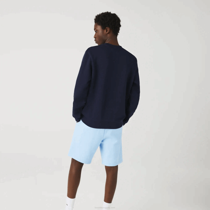 azul marino 166 VVL0A1181 hombres Lacoste sudadera de felpa de algodón orgánico hecha en Francia