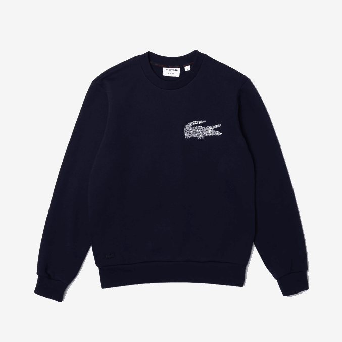azul marino 166 VVL0A1181 hombres Lacoste sudadera de felpa de algodón orgánico hecha en Francia