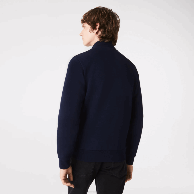 azul marino 166 VVL0A1270 hombres Lacoste sudadera regular fit de felpa cepillada con cremallera