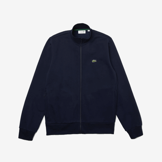 azul marino 166 VVL0A1270 hombres Lacoste sudadera regular fit de felpa cepillada con cremallera