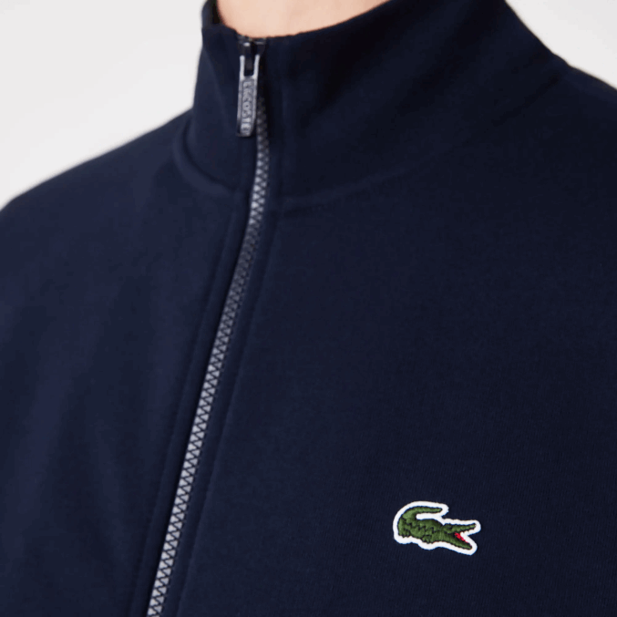 azul marino 166 VVL0A1270 hombres Lacoste sudadera regular fit de felpa cepillada con cremallera