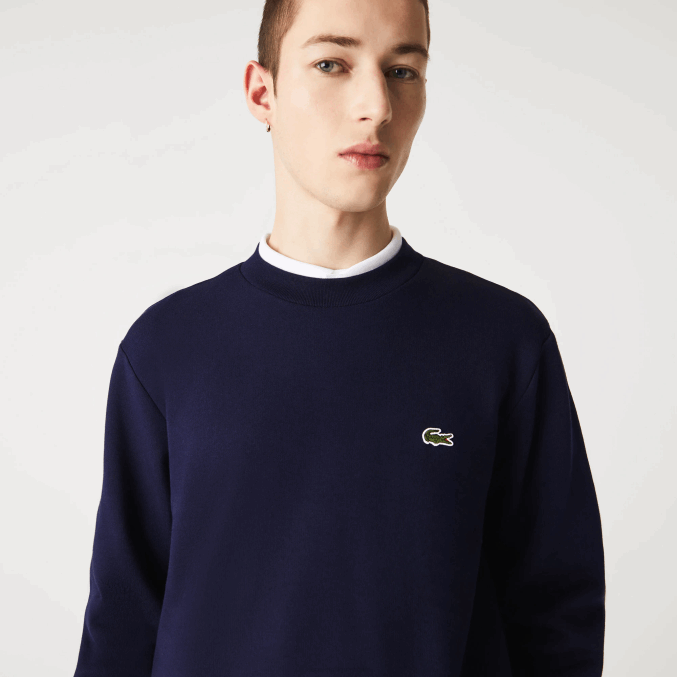 azul marino 166 VVL0A274 hombres Lacoste sudadera de algodón orgánico peinado