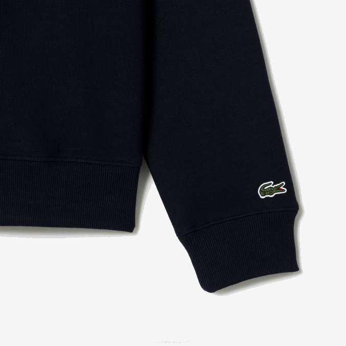 azul marino 166 VVL0A283 hombres Lacoste sudadera holgada de algodón orgánico con cremallera en el cuello