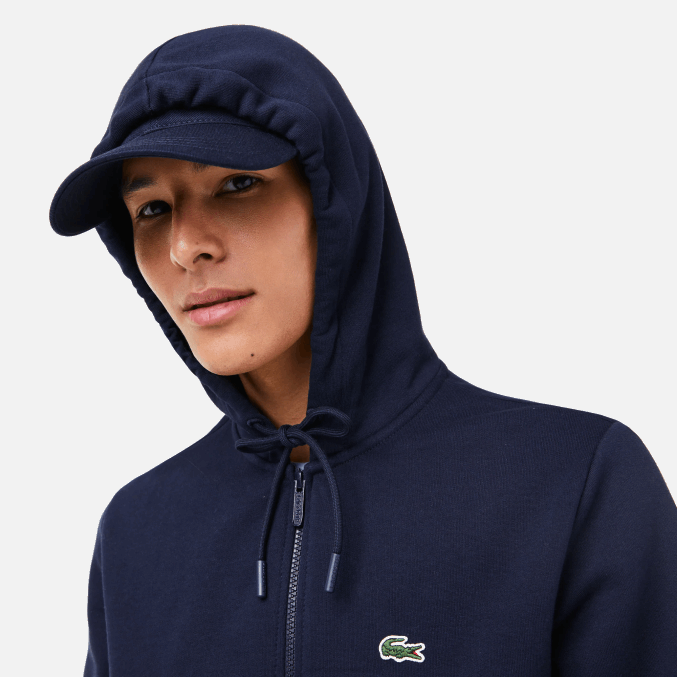 azul marino 166 VVL0A297 hombres Lacoste sudadera con cremallera y bolsillo canguro