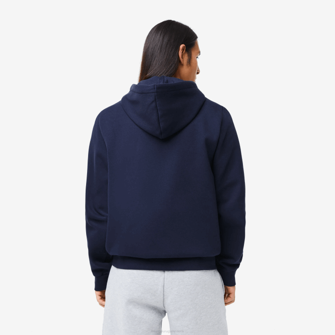azul marino 166 VVL0A297 hombres Lacoste sudadera con cremallera y bolsillo canguro