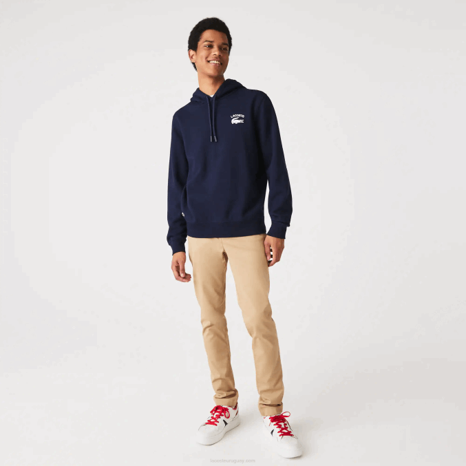 azul marino 166 VVL0A359 hombres Lacoste sudadera con capucha de corte clásico