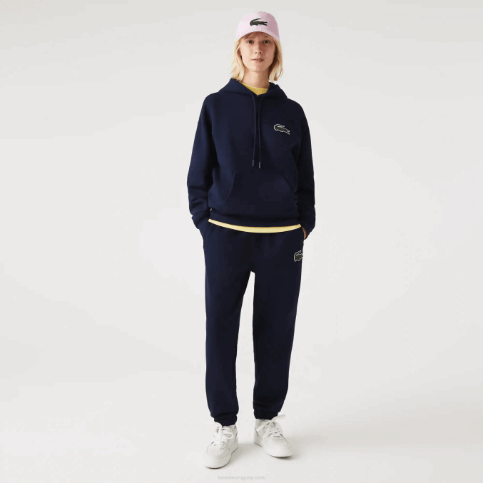azul marino 166 VVL0A366 hombres Lacoste sudadera holgada de algodón orgánico con capucha