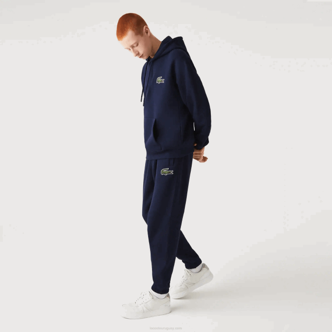 azul marino 166 VVL0A366 hombres Lacoste sudadera holgada de algodón orgánico con capucha