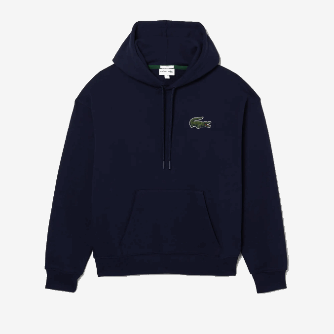 azul marino 166 VVL0A366 hombres Lacoste sudadera holgada de algodón orgánico con capucha