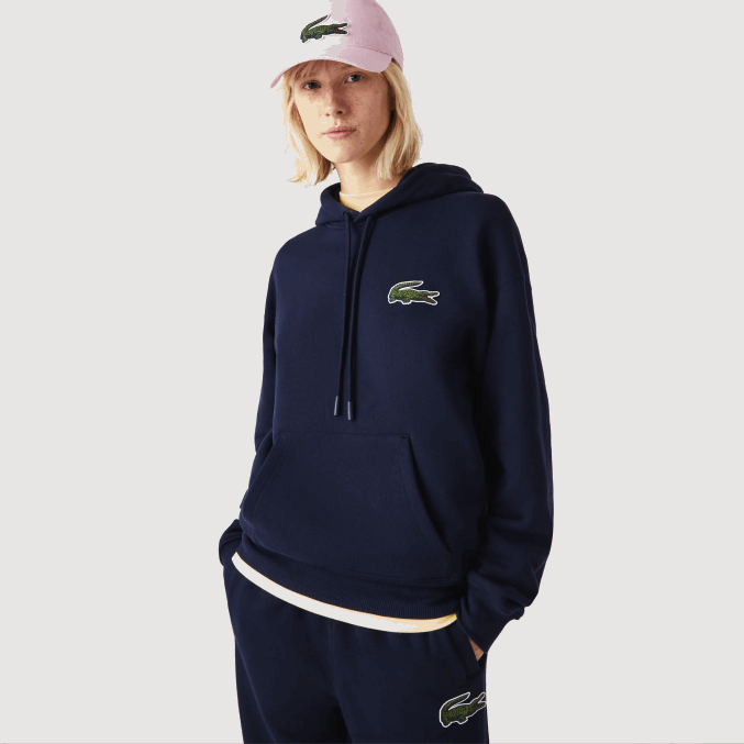 azul marino 166 VVL0A366 hombres Lacoste sudadera holgada de algodón orgánico con capucha