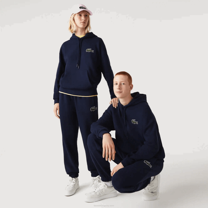 azul marino 166 VVL0A366 hombres Lacoste sudadera holgada de algodón orgánico con capucha