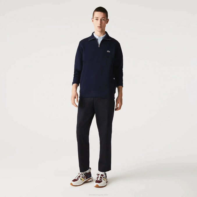 azul marino 166 VVL0A951 hombres Lacoste sudadera con cremallera y cuello alto