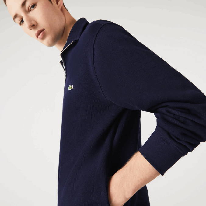 azul marino 166 VVL0A951 hombres Lacoste sudadera con cremallera y cuello alto