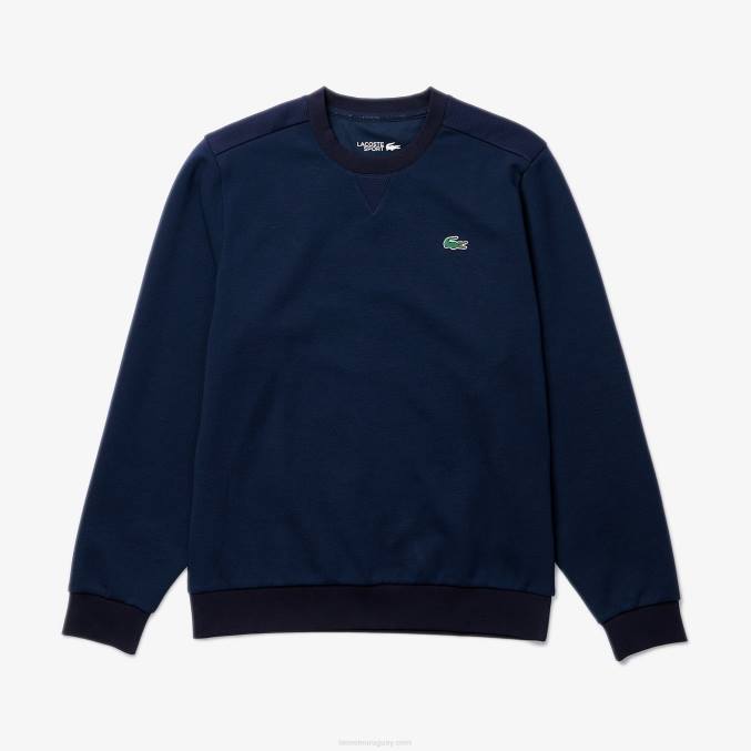 azul marino 423 VVL0A1064 hombres Lacoste sudadera con paneles de malla deportiva