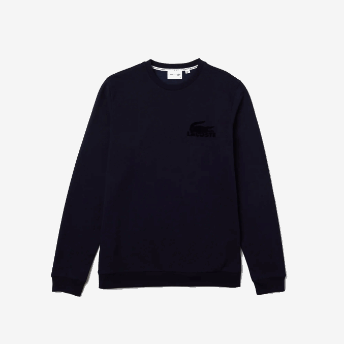 azul marino 423 VVL0A1388 hombres Lacoste sudadera de felpa de algodón