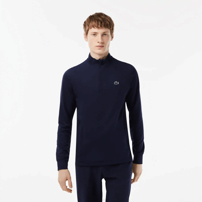 azul marino 423 VVL0A313 hombres Lacoste sudadera de golf con cuello redondo insertado