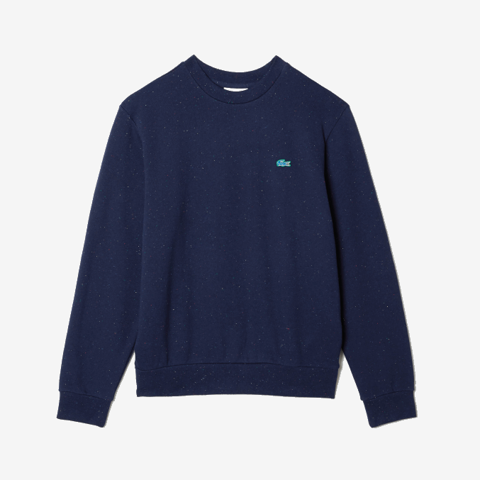 azul marino 7cg VVL0A965 hombres Lacoste sudadera de corte clásico con estampado moteado