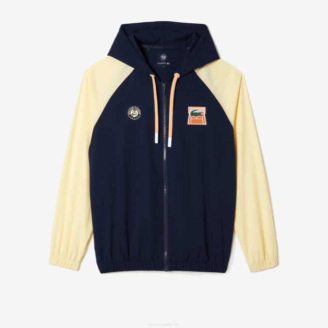 azul marino amarillo wim VVL0A375 hombres Lacoste sudadera sport con cremallera edición roland garros