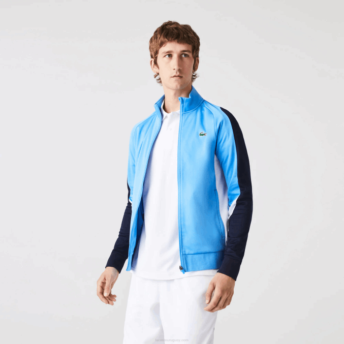 azul marino blanco 5x7 VVL0A976 hombres Lacoste sudadera sport classic fit tenis con cremallera