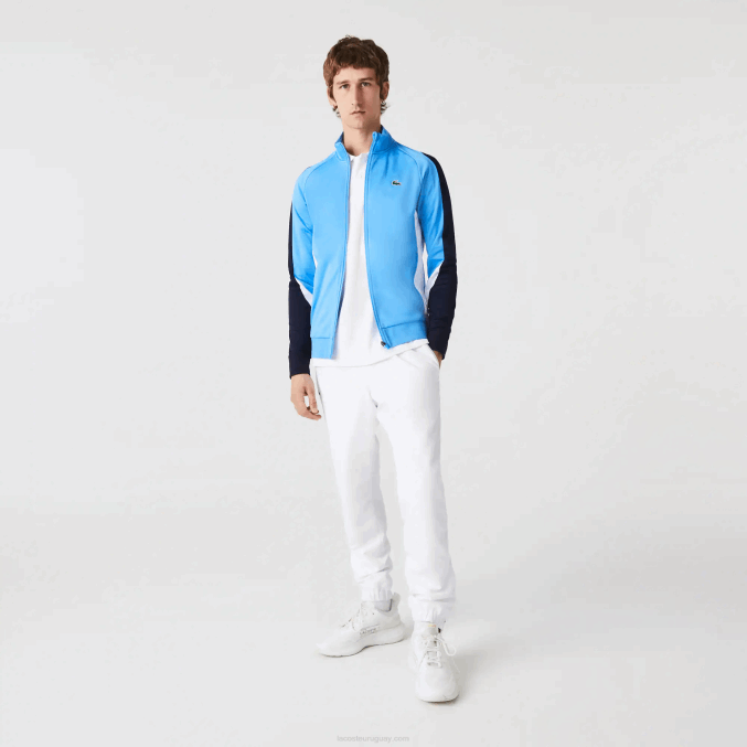 azul marino blanco 5x7 VVL0A976 hombres Lacoste sudadera sport classic fit tenis con cremallera
