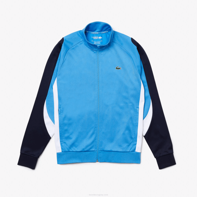 azul marino blanco 5x7 VVL0A976 hombres Lacoste sudadera sport classic fit tenis con cremallera