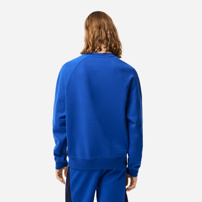 azul marino blanco cjl VVL0A330 hombres Lacoste sudadera con bloques de color de vellón cepillado
